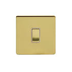 Soho Lighting Brushed Brass 10A 1 Gang 2 Way Switch Wht Ins Screwless