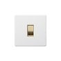 Soho Lighting Primed Paintable 1 Gang Light Switch 2 Way 10A with Brushed Brass Switch with White Insert