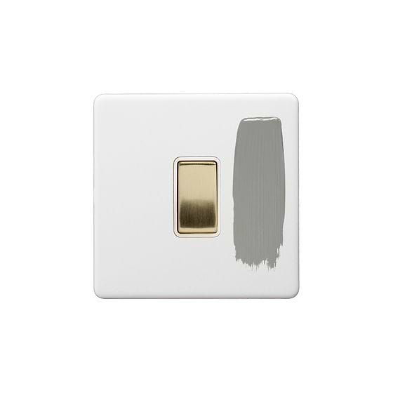 Soho Lighting Primed Paintable 1 Gang Light Switch 2 Way 10A with Brushed Brass Switch with White Insert