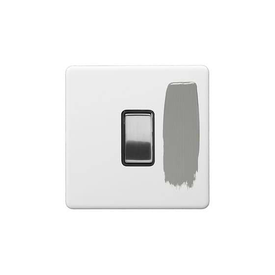 Soho Lighting Primed Paintable 1 Gang Light Switch 2 Way 10A with Brushed Chrome Switch and Black Insert