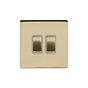 Soho Lighting Brushed Brass 10A 2 Gang 2 Way Switch Wht Ins Screwless