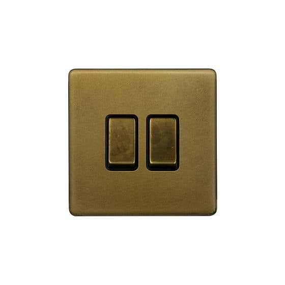 Soho Lighting Old Brass 10A 2 Gang 2 Way Switch