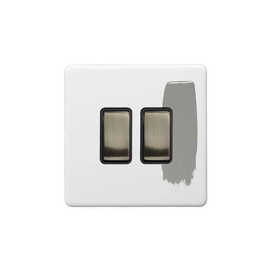 Soho Lighting Primed Paintable 2 Gang Light Switch 2-Way 10A with Antique Brass Switch