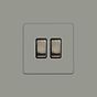 Soho Lighting Primed Paintable 2 Gang Light Switch 2-Way 10A with Antique Brass Switch