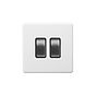 Soho Lighting Primed Paintable 2 Gang Light Switch 2-Way 10A with Brushed Chrome Switch and Black Insert