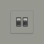 Soho Lighting Primed Paintable 2 Gang Light Switch 2-Way 10A with Brushed Chrome Switch and Black Insert