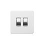 Soho Lighting Primed Paintable 2 Gang Light Switch 2-Way 10A with Brushed Chrome Switch and White Insert