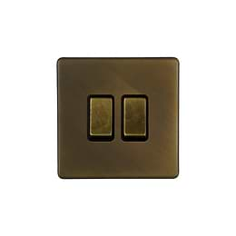 Soho Lighting Vintage Brass 10A 2 Gang 2 Way Switch