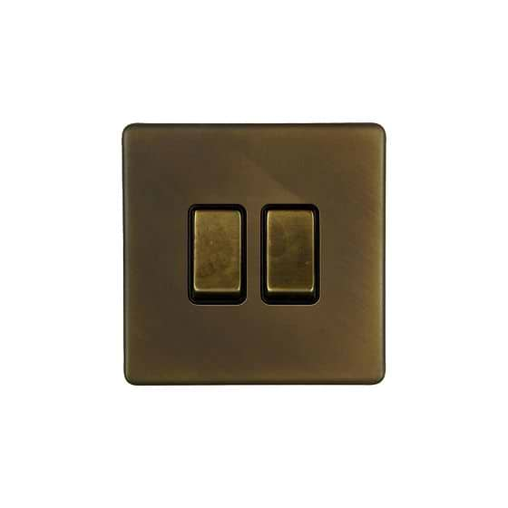 Soho Lighting Vintage Brass 10A 2 Gang 2 Way Switch