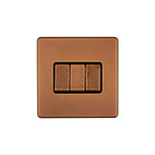 Antique Copper 3 Gang Light Switch
