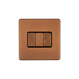 Antique Copper 3 Gang Light Switch
