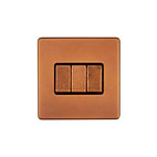 Antique Copper 3 Gang Light Switch
