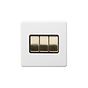 Soho Lighting Primed Paintable 3 Gang 2 Way 10A Light Switch with Brushed Brass Switch with Black Insert