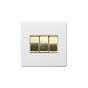 Soho Lighting Primed Paintable 3 Gang 2 Way 10A Light Switch with Brushed Brass Switch with White Insert