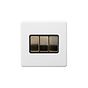 Soho Lighting Primed Paintable 3 Gang 2 Way 10A Light Switch with Antique Brass Switch