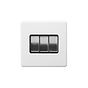 Soho Lighting Primed Paintable 3 Gang 2 Way 10A Light Switch with Brushed Chrome Switch and Black Insert