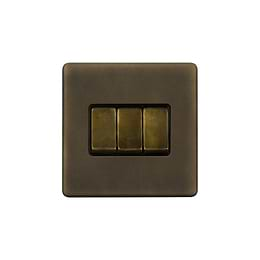 Soho Lighting Vintage Brass 10A 3 Gang 2 Way Switch