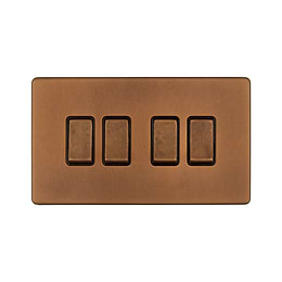 Antique Copper 4 Gang Light Switch
