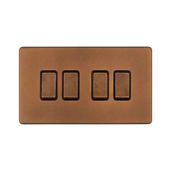Soho Lighting Antique Copper 10A 4 Gang 2 Way Switch