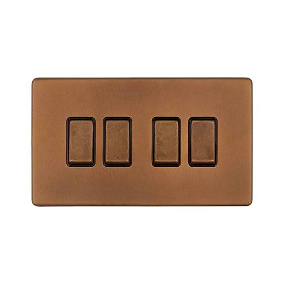 Antique Copper 4 Gang Light Switch

