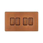 Antique Copper 4 Gang Light Switch