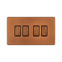 Antique Copper 4 Gang Light Switch