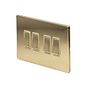 Soho Lighting Brushed Brass 10A 4 Gang 2 Way Switch Wht Ins Screwless