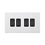 Soho Lighting Primed Paintable 4 Gang 2 Way 10A Light Switch with Matt Black Switch