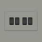 Soho Lighting Primed Paintable 4 Gang 2 Way 10A Light Switch with Matt Black Switch