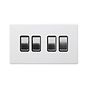 Soho Lighting Primed Paintable 4 Gang 2 Way 10A Light Switch with Brushed Chrome Switch and Black Insert