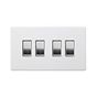 Soho Lighting Primed Paintable 4 Gang 2 Way 10A Light Switch with Brushed Chrome Switch and White Insert