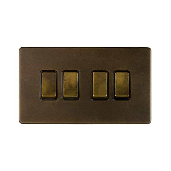 Soho Lighting Vintage Brass 10A 4 Gang 2 Way Switch