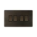 Soho Lighting Vintage Brass 10A 4 Gang 2 Way Switch