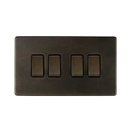 Soho Lighting Vintage Brass 10A 4 Gang 2 Way Switch