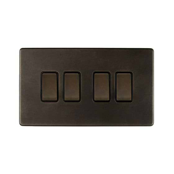 Soho Lighting Vintage Brass 10A 4 Gang 2 Way Switch