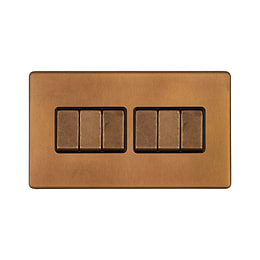 Antique Copper 6 Gang Light Switch
