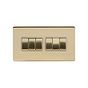 Soho Lighting Brushed Brass 10A 6 Gang 2 Way Switch Wht Ins Screwless