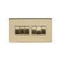 Soho Lighting Brushed Brass 10A 6 Gang 2 Way Switch Wht Ins Screwless