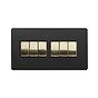 Soho Lighting Matt Black & Brushed Brass 10A 6 Gang 2 Way Switch Black Insert Screwless