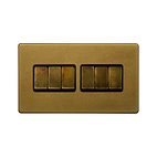 Soho Lighting Old Brass 10A 6 Gang 2 Way Switch