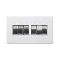 Soho Lighting Primed Paintable 6 Gang 2 Way 10A Light Switch with Brushed Chrome Switch and White Insert