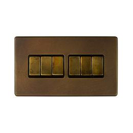 Soho Lighting Vintage Brass 10A 6 Gang 2 Way Switch