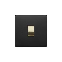 Soho Lighting Matt Black & Brushed Brass 10A 1 Gang Intermediate Switch Black Insert Screwless