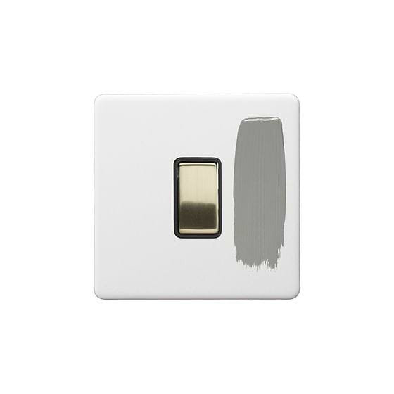 Soho Lighting Primed Paintable 1 Gang Intermediate Switch 10A with Brushed Brass Switch with Black Insert