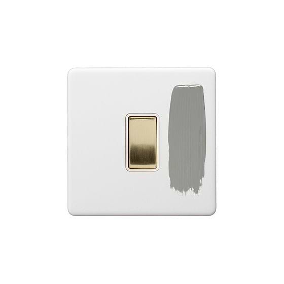 Soho Lighting Primed Paintable 1 Gang Intermediate Switch 10A with Brushed Brass Switch with White Insert