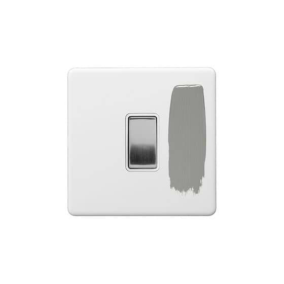 Soho Lighting Primed Paintable 1 Gang Intermediate Switch 10A with Brushed Chrome Switch and White Insert