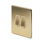 Soho Lighting Brushed Brass 2 Gang Intermediate Switch Wht Ins Screwless