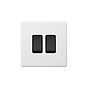 Soho Lighting Primed Paintable 2 Gang Intermediate Switch 10A with Matt Black Switch