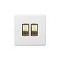 Soho Lighting Primed Paintable 2 Gang Light Switch 2-Way 10A with Brushed Brass Switch with Black Insert