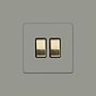 Soho Lighting Primed Paintable 2 Gang Intermediate Switch 10A with Brushed Brass Switch with Black Insert